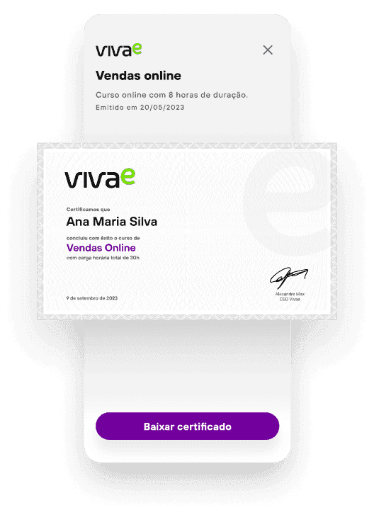 imagem do certificado de um curso vivae