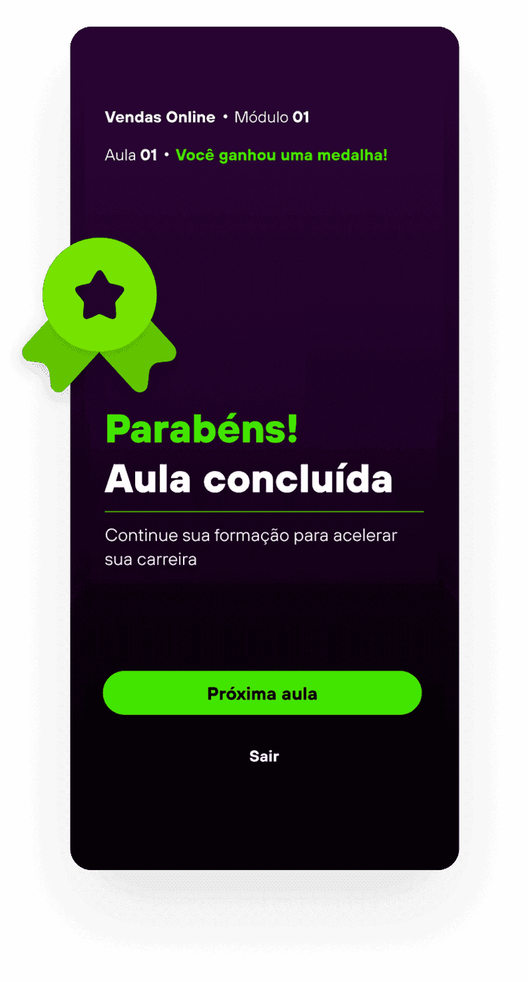 tela de aula concluída no app Vivae